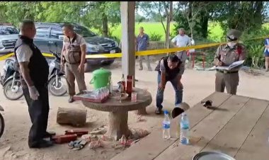 โจ๋เมาคึกคะนองนำปืนมาลองยิงฉลองทำบุญลั่นใส่เพื่อนดับสลดคาวงเหล้า