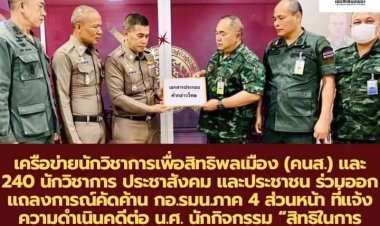 คนส.-240 นักวิชาการ-ประชาสังคม-ประชาชน รวมพลังคัดค้านกอ.รมน.ภาค 4 ส่วนหน้าดำเนินคดีน.ศ.จัดกิจกรรม“สิทธิในการกำหนดอนาคตตนเองกับสันติภาพปาตานี