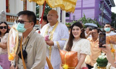 "โชกุน" ทายาทตระกูล"คุ้มวัน" บวชทดแทนคุณพ่อแม่ คนแห่ร่วมบุญแน่นวัด