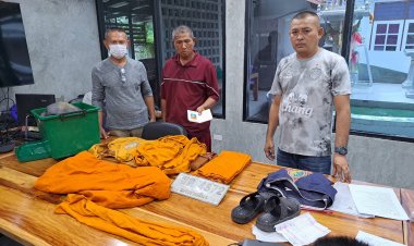 ตำรวจแกะรอยตามรวบหนุ่มปลอมตัวเป็นพระลักทรัพย์ในวัดที่บุรีรัมย์หนีกบดานโคราช