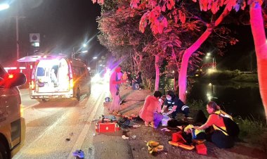 ตำรวจวังน้อยเมาซิ่งเก๋งประสานงาจยย.ดังสนั่น ดับ 2 ศพ สาหัสอีก 2