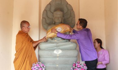 อำนาจเจริญจัดพิธีห่มผ้าพระพุทธสมปรารถนา ณ เทวาลัย เกาะจิตรกูฏ อ่าตงเก็บน้ำพุทธอุทยาน