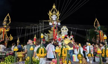 สายบุญสายมูทั่วสารทิศแห่ร่วมพิธีบวงสรวงใหญ่ 4 ปู่ท้าวเวชสุวรรณ วัดเกาะพันซาโพธิยาลัย ขอโชคลาภ