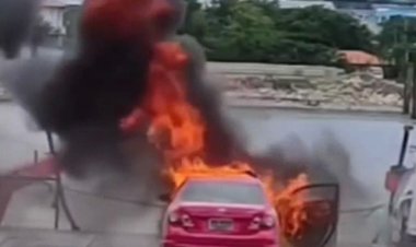 ระทึก!ไฟไหม้รถแท็กซี่กลางแพขนานยนต์ข้ามแม่น้ำเจ้าพระยา