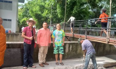 ทน.แม่สอด  เร่งสร้างสะพานคอนกรีต ข้ามลำห้วยแม่สอด หลังวัดมณีไพรสณฑ์