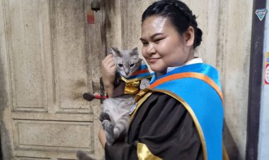 สีสันแสดงความยินดีบัณฑิตใหม่!ดีใจทั้งคน – ทั้งแมวเหมียว  หลังเจ้านายสำเร็จการศึกษารับปริญญาบัตร