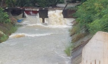 อ่างเก็บน้ำพุทธอุทยานอำนาจเจริญน้ำจ่อล้นสปริงเวย์เตือนท้ายเขื่อนรับมือน้ำท่วมฉับพลัน