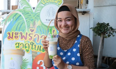 'ชามาดาม'มะพร้าวอ่อนปั่นสาคู ลอดช่องใบเตยเมนูคลายร้อนสุดฟิน เจ้าแรกนราธิวาส