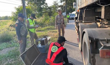 ตำรวจชัยภูมิคุมเข้มลักลอบบรรทุกน้ำหนักเกินอัตรากม.กำหนด