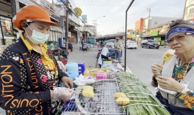 'ข้าวจี่'กินคู่หมูปิ้งขายดี คนอีสานฮิตกินเพิ่มพลังคลายหนาวยามเช้า