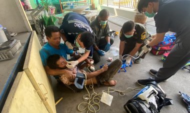 ระทึก!หนุ่มเมียนมาใช้หัวแก๊สตัดถังน้ำมัน 200 ลิตรบึ้มสนั่นเจ็บสาหัส