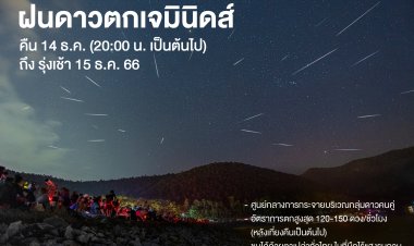 ชวนชมฝนดาวตกเจมินิดส์ คืนนี้ 14 - รุ่งเช้า 15 ธันวาคม 2566