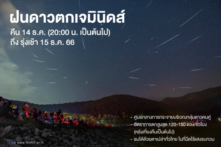 ชวนชมฝนดาวตกเจมินิดส์ คืน 14 - รุ่งเช้า 15 ธ.ค.2566