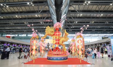 ท่าอากาศยานสุวรรณภูมิ เนรมิตมังกรทอง แต่งแต้มสีสัน เฉลิมฉลองเทศกาลตรุษจีน