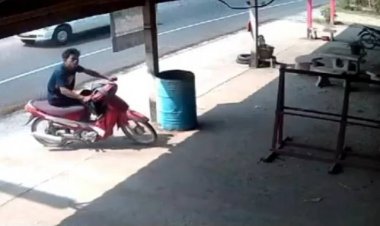 เปิดคลิปโจรแสบย่องฉกสว่านไฟฟ้าลืมไว้หน้าร้านหน้าตาเฉย