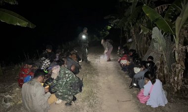 ทะลักไม่หยุดทหารฉก.ราชมนูสกัดจับแรงงานเถื่อนเมียนมา 27 ราย