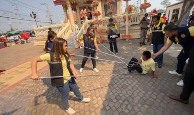 ตำรวจอุทัยธานีฝึกซ้อมเข้มข้นใช้ไม้ง่ามปราบคนเมายาคลั่ง