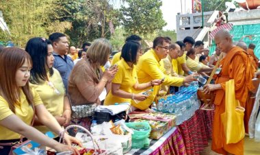 ชลประทานศรีสะเกษทำบุญตักบาตรวันสภาปนากระทรวงเกษตรฯครบรอบ 132 ปี