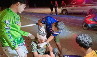 วันไหลสงกรานต์บ้านสระแท่นเดือดใช้ด้ามปืนฟาดหัวเพื่อนเลือดอาบสางแค้น