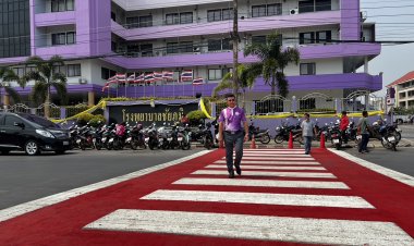 แจ่ม !! ชื่นชมทางม้าลายสีสันเด่นสะดุดตา ให้ความปลอดภัย ปปช.หน้า รพ.ชัยภูมิ