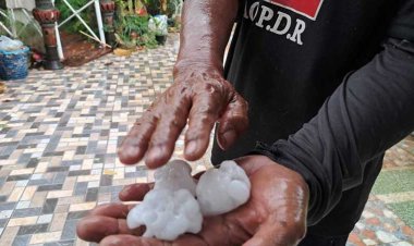 ฝนตก ลูกเห็บเท่าไข่ถล่มภูเขียว หลังค่าปลิวว่อน เสาไฟโค่นล้มระนาว