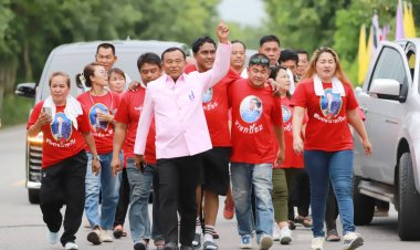 ทีมงานบ้านใหญ่ลาดหลุมแก้วเดินวิ่งแก้บนหลังลุงชาญนั่งนายกอบจ.ปทุมธานี