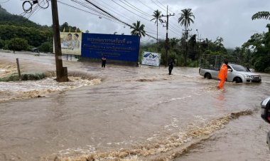 น้ำป่าทะลักท่วมทางหลวง 323 ทองผาภูมิ-สังขละบุรีหลายพื้นที่จมบาดาล