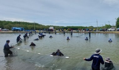 หนุนต่อเนื่อง...ซีพีเอฟ ร่วมกับประมง ทัพบก ราชทัณฑ์  และอาสาสมัครจากร้อยเอ็ด ร่วมแรงไล่ล่าปลาหมอคางดำนำทำปลาร้า