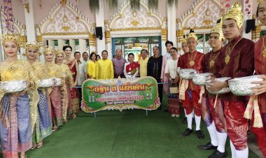 กันทรลักษ์ จัดบุญกฐิน 3 แผ่นดิน ไทย-ลาว-กัมพูชา ญาติโยมร่วมบุญเนืองแน่น