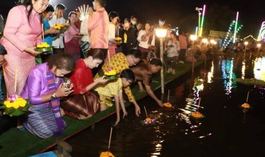 ยิ่งใหญ่สุดอลังการประเพณีลอยกระทงอำนาจเจริญชมกิจกรรมมากมาย