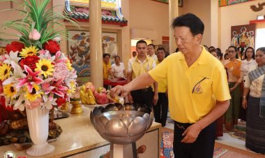 นายก อบจ.ศรีสะเกษประธานพิธีบวงสรวงสักการะสิ่งศักดิ์สิทธิ์ ศาลเจ้าปู่ตา