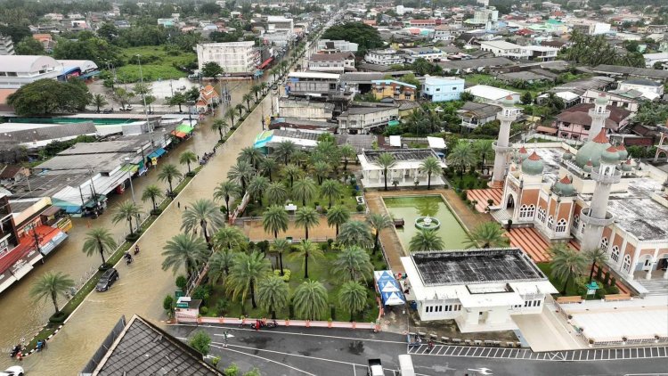 เปิดภาพมุมสูง!เมืองปัตตานีจมบาดาลรุนแรงสุดในรอบ 16 ปี