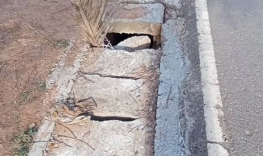 หวั่นเกิดอันตราย!"แผ่นปูนฝาปิดไม่มี"ชำรุดมานานไร้แก้ไข