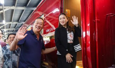 “อุ๊งอิ๊งค์”ขนเพื่อไทยขึ้นรถไฟไปสัมมนาหัวหิน “ทักษิณ-เศรษฐา” ร่วมแจม