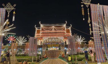 สวยงามตระการตา!วัดบ้านโจด ประดับ ไฟ แสง สี เฉลิมฉลองพระอุโบสถรับปีใหม่