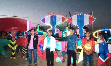 สุดฟิ!ชาวโคราชพาลูกหลานเล่นว่าวรับลมหนาว ประดับว่าวไฟสร้างสีสันวันเด็