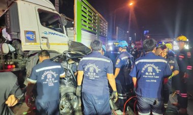 สลด!ตร.สืบนครบาล ดับ 2 เจ็บ 2 จอดรถซุ่มจับแก๊งยาเสพติด เจอรถบรรทุกพุ่งชนท้าย