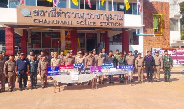 ตำรวจอำนาจเจริญบุกรวมผู้ต้องค้ายาเสพติดยึดยาบ้า 7 แสนเม็ด