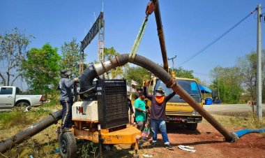 น้ำในเขื่อน4แห่งลดฮวบ อบจ.โคราชฝ่าวิกฤตภัยแล้ง พ่อเมืองระดมสูบน้ำช่วย กปภ.