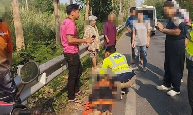 สลด! เด็กป.6 ปิดเทอม ขับจยย.กลับบ้านรถเสียหลัก ชนแผงเหล็กข้างถนน ร่างกระเด็นตกจากรถดับ