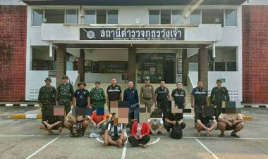 จนท. ตรวจพบ ชาวจีนหนี จากเมียนมา 9 คน เข้าชายแดนไทย  ผ่าน อ.วังเจ้า เตรียมเข้าเมืองชั้นใน