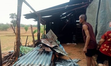 อำนาจเจริญอ่วม!พายุฤดูร้อนถล่มบ้านเรือนเสียหาย 21 หลัง เร่งช่วยเหลือผู้ประสบภัย