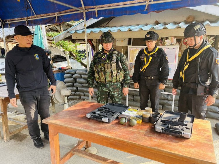 ทหารพราน 35 จับกุมอาวุธ กระสุน วัตถุระเบิดคาด่านตรวจ
