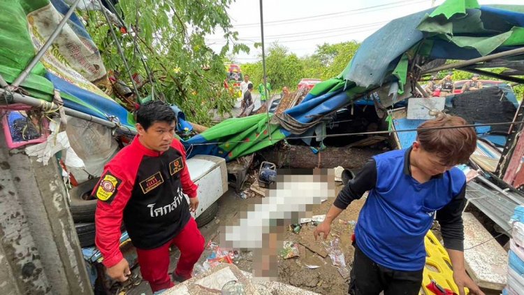 พายุถล่มโคกสำโรง ปู่ผลักหลานรอดจากต้นไม้หักโค่น ส่วนตัวเองโดนทับดับ