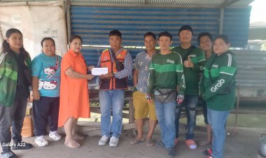 "ประธานรุ่ง" มอบเงินสนับสนุนปรับปรุงโครงหลังคา"วินมอเตอร์ไซค์ชุมชนมณีไพสณฑ์"  ฝนตกหลังคารั่ว