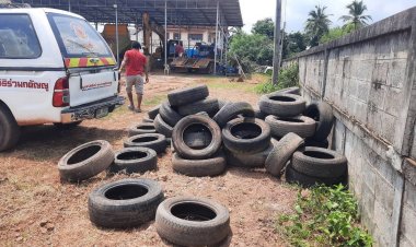 พลังคนไทยห่วงใยแนวหน้าบริจาคยางเก่า-ข้าวสารแด่ทหารกล้าดูแลชายแดนศรีสะเกษ