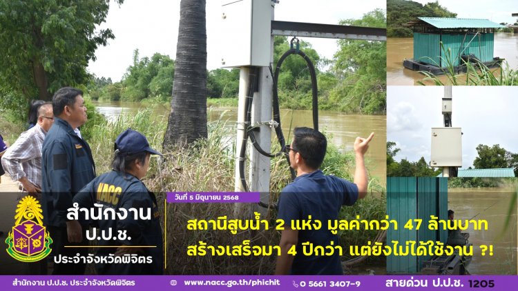 ความทุกข์ชาวนา! ป.ป.ช.พิจิตรเดือดลุยตรวจสถานีสูบน้ำ2แห่งมูลค่ากว่า47 ล้านบาทสร้างเสร็จมา 4 ปีกว่าแต่ยังไม่ได้ใช้งาน