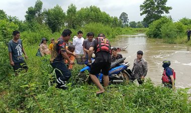 สลด!หนุ่มเบญจเพศขี่รถ จยย.ข้ามฝายน้ำล้นถูกน้ำพัดปลิวจมน้ำดับ