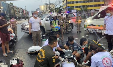 เศร้า!รถบรรทุกฝ่าไฟแดงพุ่งชนตำรวจน้ำดีดับคาที่ย่านพัฒนาการ