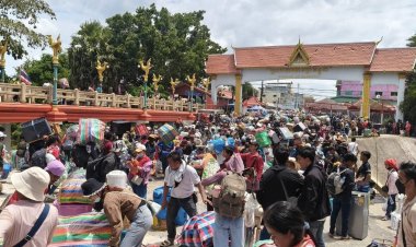 ผวาอยู่ไทยไม่ปลอดภัย!เขมรนับหมื่นทะลักด่านบ้านแหลมกลับบ้านเกิด